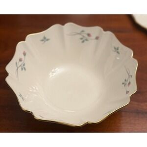 Lenox Rose Manor‎ 8.5" Round Fluted Vegetable Serving Bowl Gold Trim USA